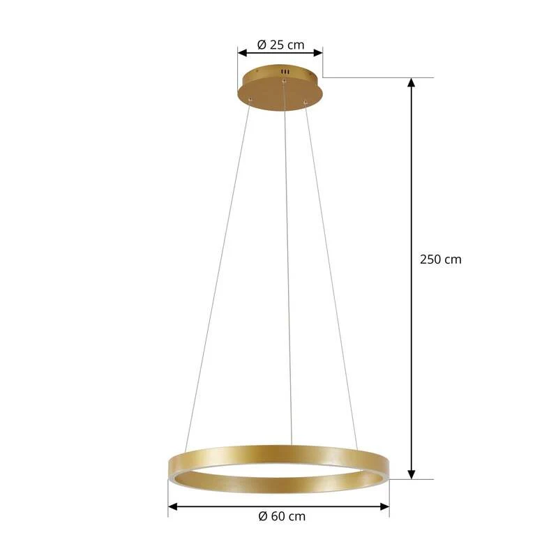 B-Ware Lucande Hängeleuchte Yonam LED Pendelleuchte dimmbar gold 1-flg Ø60cm CCT