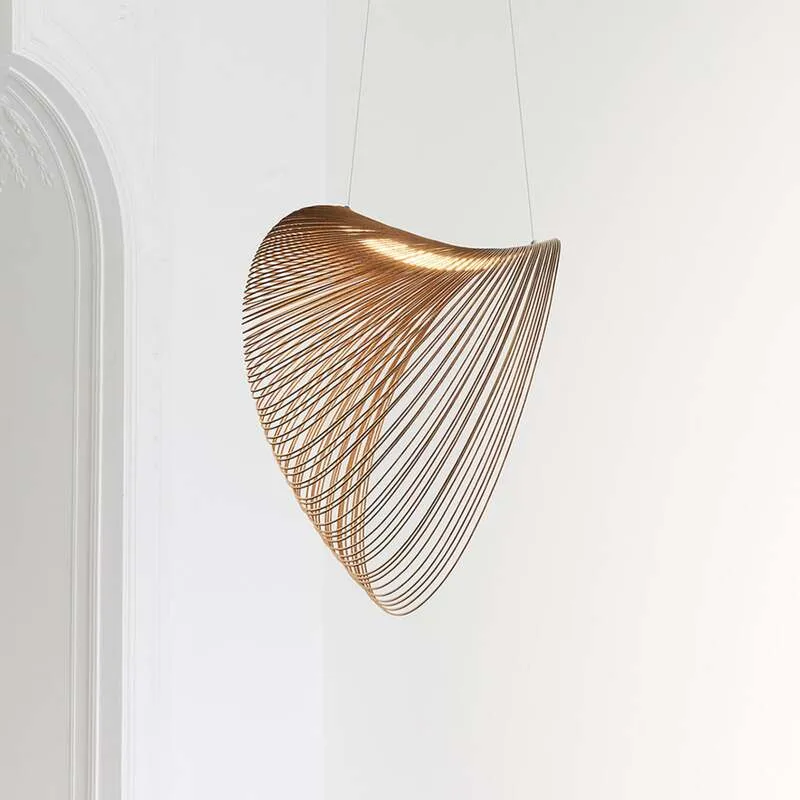 B-Ware Luceplan Hängeleuchte Illan LED Pendelleuchte dimmbar Holz birke Ø80cm 3000Lumen