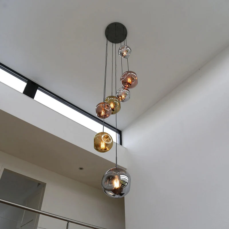 B-Ware Hängeleuchte Stellar 7-flammig LED Pendelleuchte dimmbar mehrfarbig altsilber
