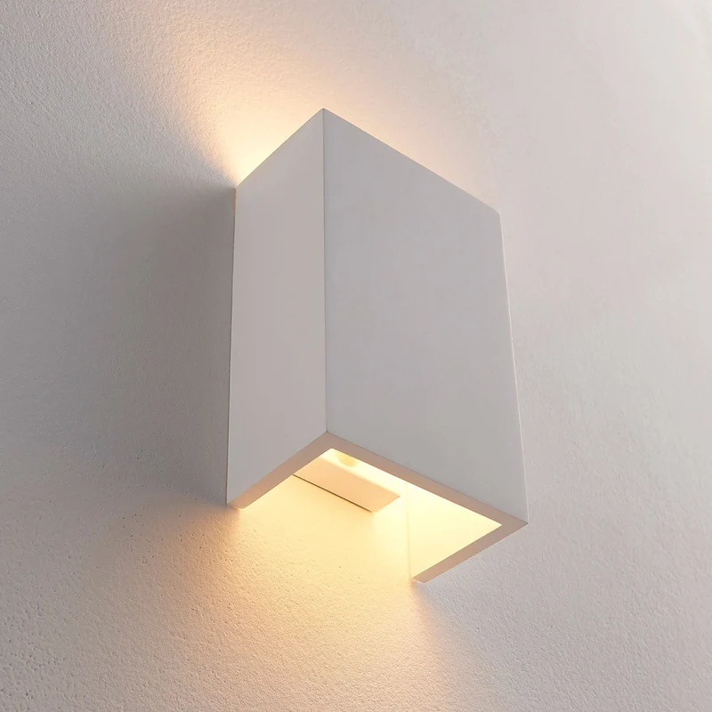 B-Ware Lindby Wandlampe Leuchte Colja Gips eckig Weiß Höhe 16 cm