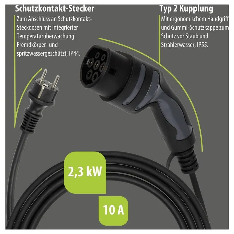 B-Ware Brennenstuhl EV-Ladestation Typ 2 Mode 2 10A 2 Anschlüsse 2,3kW IP55 8m Kabel