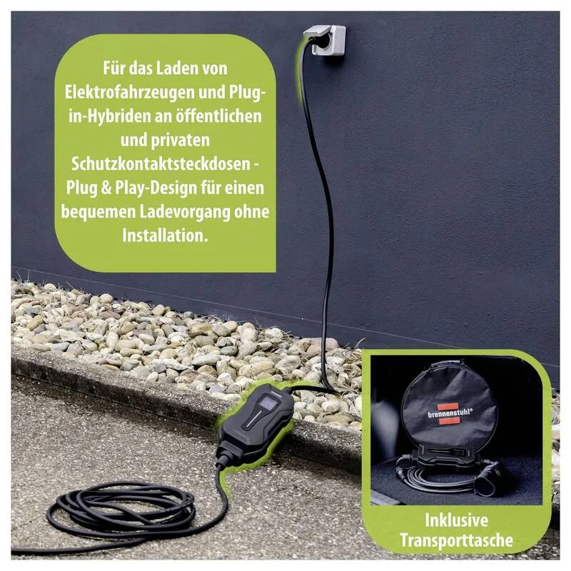 B-Ware Brennenstuhl EV-Ladestation Typ 2 Mode 2 10A 2 Anschlüsse 2,3kW IP55 8m Kabel