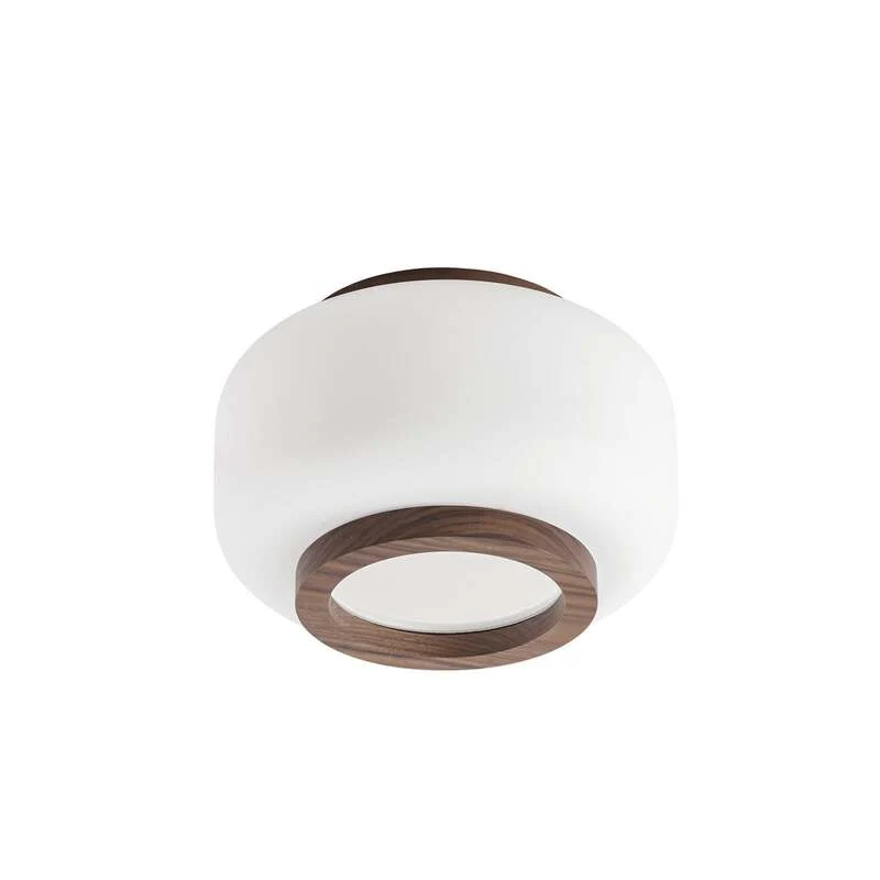 B-Ware Quitani Deckenleuchte Shiro LED Lampe dimmbar Holz Glas CCT Ø28cm weiß walnuss