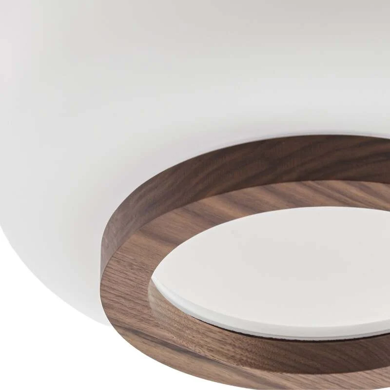 B-Ware Quitani Deckenleuchte Shiro LED Lampe dimmbar Holz Glas CCT Ø28cm weiß walnuss