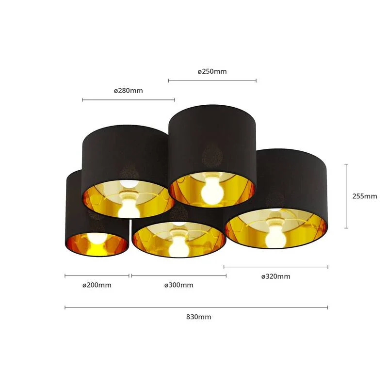 B-Ware Lindby Laurenz Deckenlampe Deckenlampe Lampe Leuchte 5-flmg E27 schwarz gold