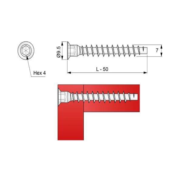Möbelschrauben - 7.0x50mm (1000 Stk.)