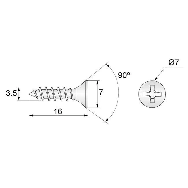 Holzschrauben PH2 3.5x16mm Weißer Zink (1000 stk.)