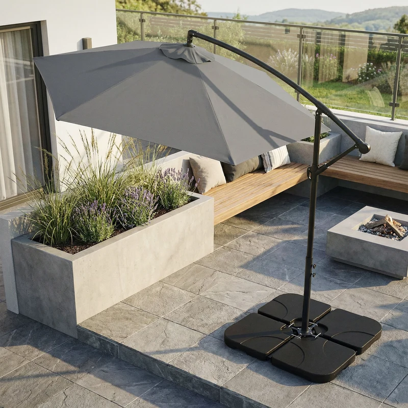 ML-Design | Sonnenschirmständer 4-teilig, befüllbar mit 60 Liter Wasser/80kg Sand, Schirmgewicht, Gewichtsplatten für Ampelschirmständer