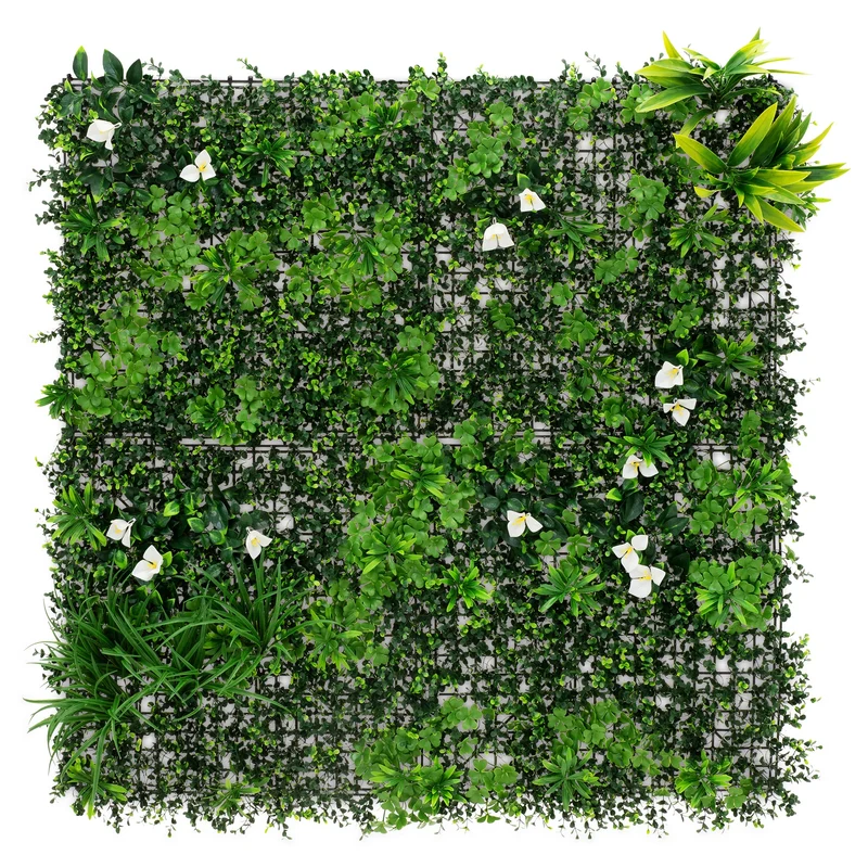 ECD Germany | Kunstpflanzen Wandpaneel UV-beständig 100x100 cm, Grün, Künstliche Pflanzenwand Outdoor, Wandgarten, Blumenwand für Wand Balkon Garten