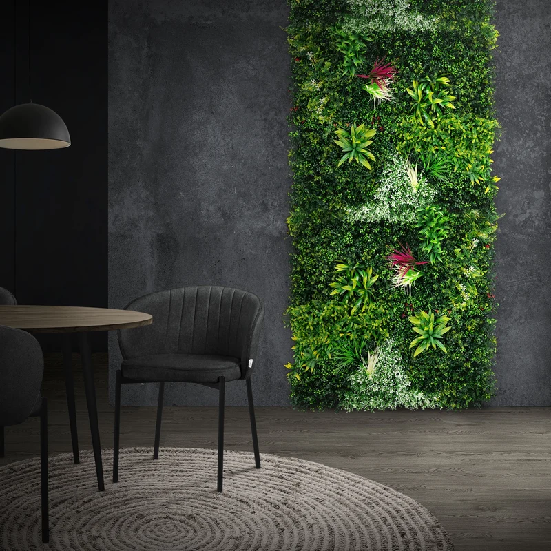 ECD Germany | Kunstpflanzen Wandpaneel UV-beständig 100x100 cm, Grün, Künstliche Pflanzenwand Outdoor, Wandgarten, Blumenwand für Wand Balkon Garten