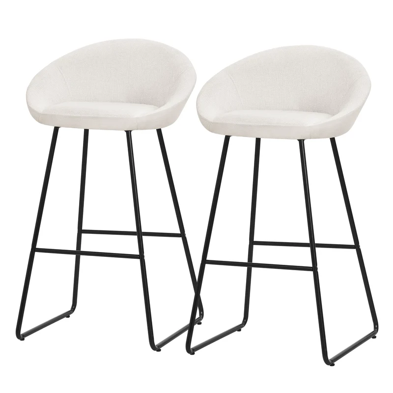 ML-Design | Barhocker Set mit Rückenlehne und Fußstütze, 56x94x50 cm, Tresenhocker Küchenhocker Bistrohocker