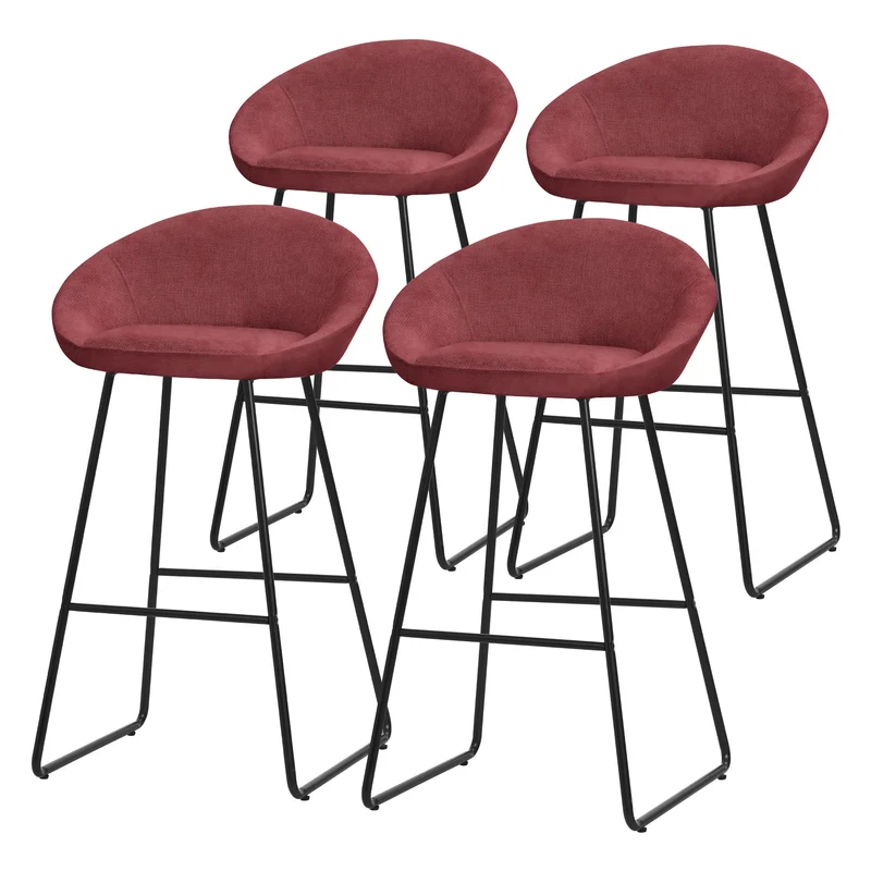 ML-Design | Barhocker Set mit Rückenlehne und Fußstütze, 56x94x50 cm, Tresenhocker Küchenhocker Bistrohocker