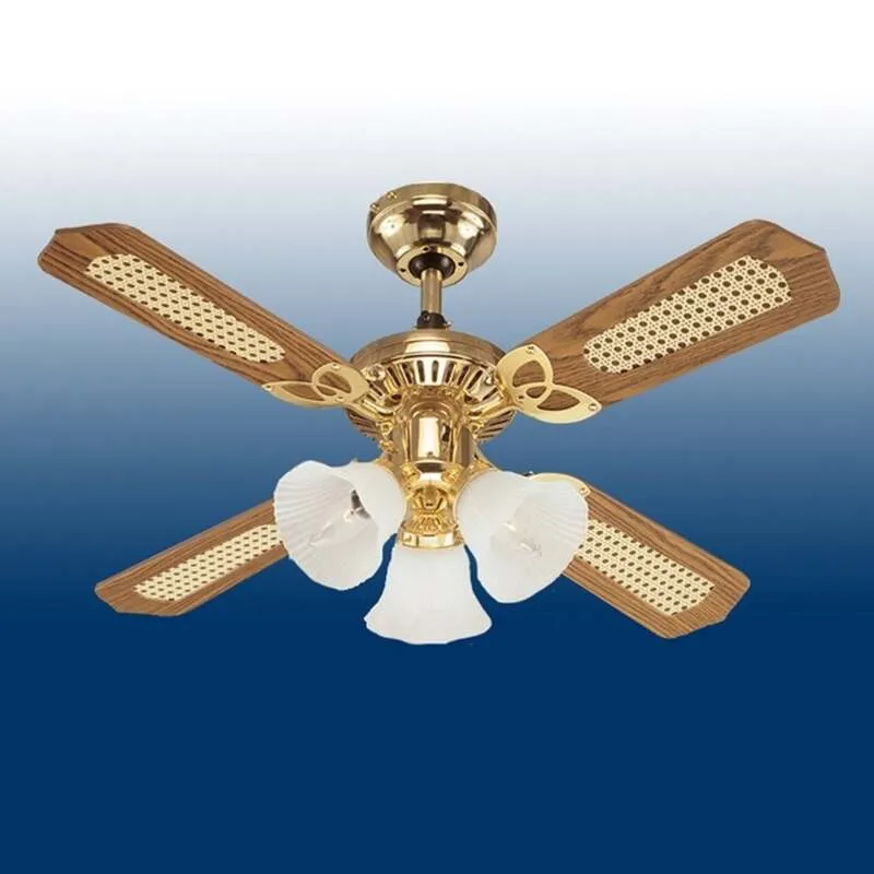 B-Ware Westinghouse Deckenventilator Princess Trio Holz Ø105cm leise messing mahagoni