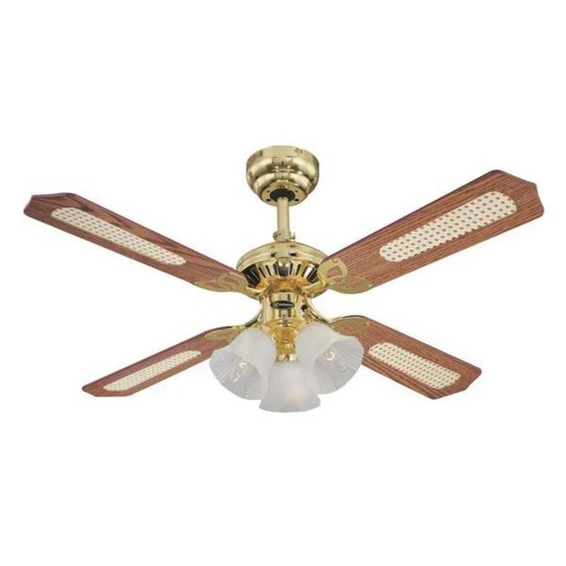 B-Ware Westinghouse Deckenventilator Princess Trio Holz Ø105cm leise messing mahagoni