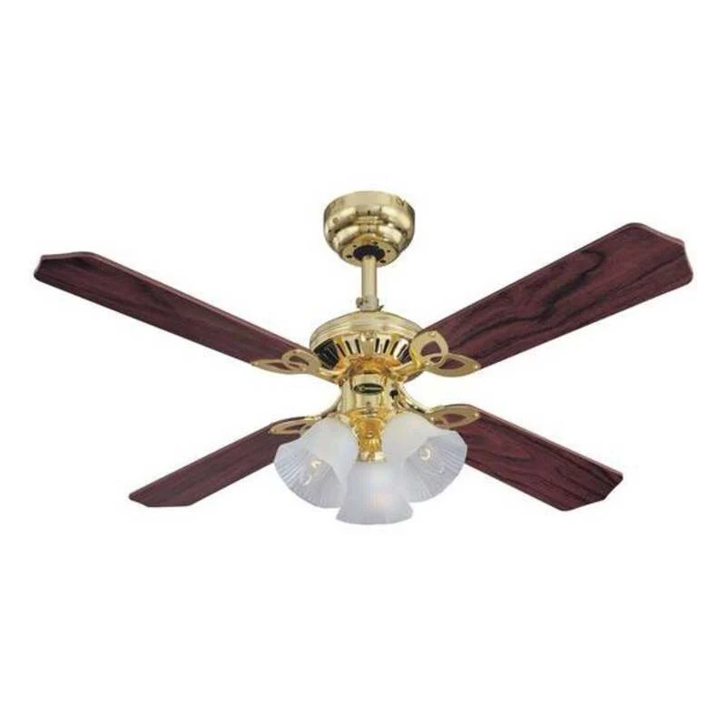 B-Ware Westinghouse Deckenventilator Princess Trio Holz Ø105cm leise messing mahagoni