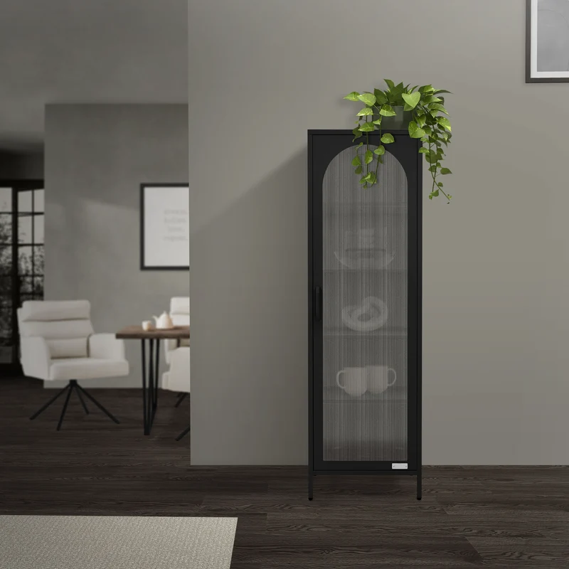 ML-Design | Vitrinenschrank mit 4 Einlegeböden 45x145x35 cm, aus Stahl, Vitrine Büroschrank