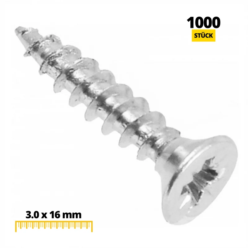 Holzschrauben PZ1 3.0x16mm Weißer Zink (1000 stk.)