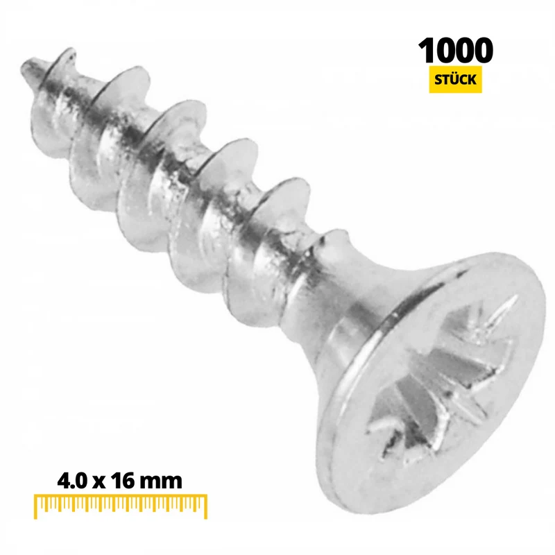 Holzschrauben PZ2 4.0x16mm Weißer Zink (1000 stk.)