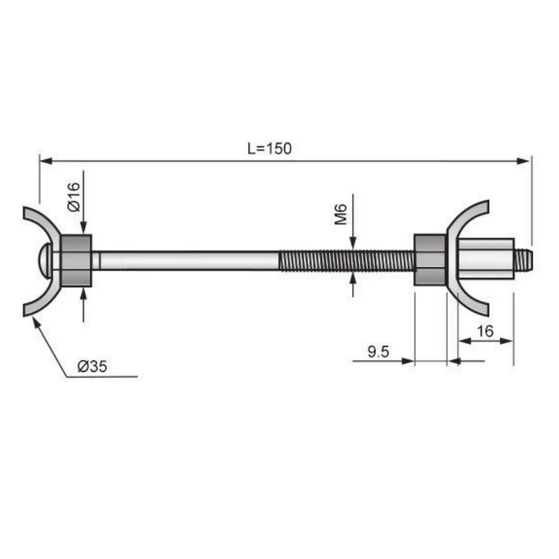 Arbeitsplattenverbinder M6x150mm