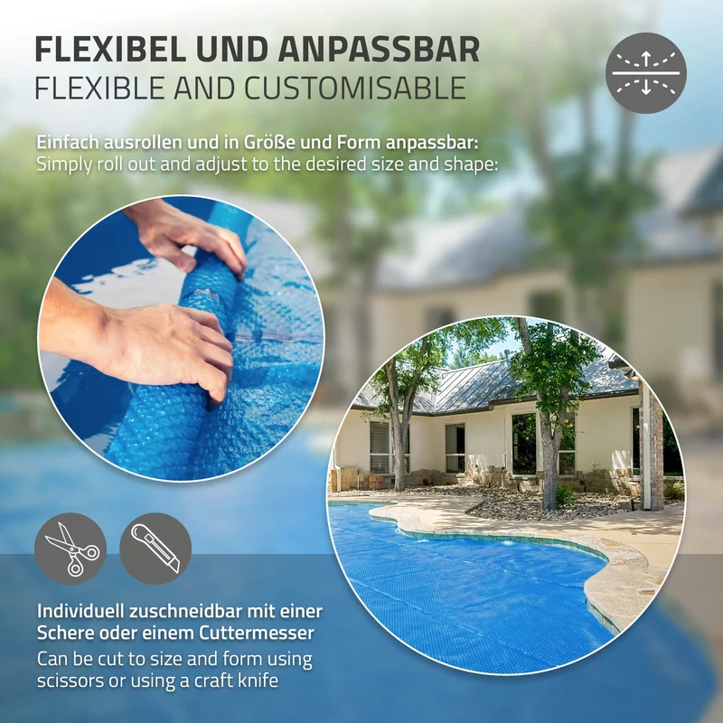 ECD Germany | Pool Solarfolie 120µm Blau Solarabdeckplane Solarplane Solarabdeckung zuschneidbar Poolabdeckung