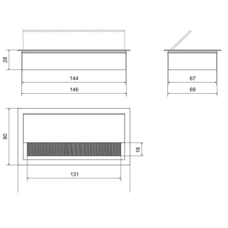 Aluminium Kabeldurchlass 160x80mm, Schwarz "Wave"
