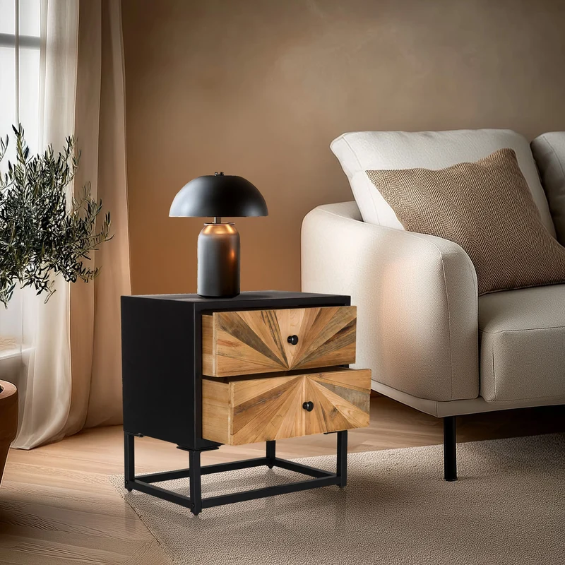 B-Ware hjh LIVING Sideboard Kommode SANTJAGO BLACK SUN S Holz Beistelltisch
