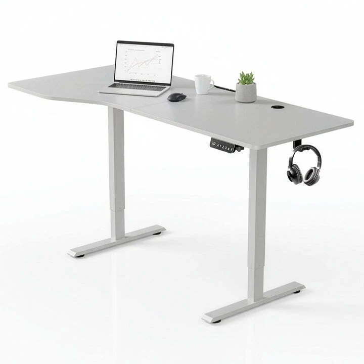 B-Ware Schreibtisch höhenverstellbar Office Stand elektrisch Kabelführung 160x75cm weiß