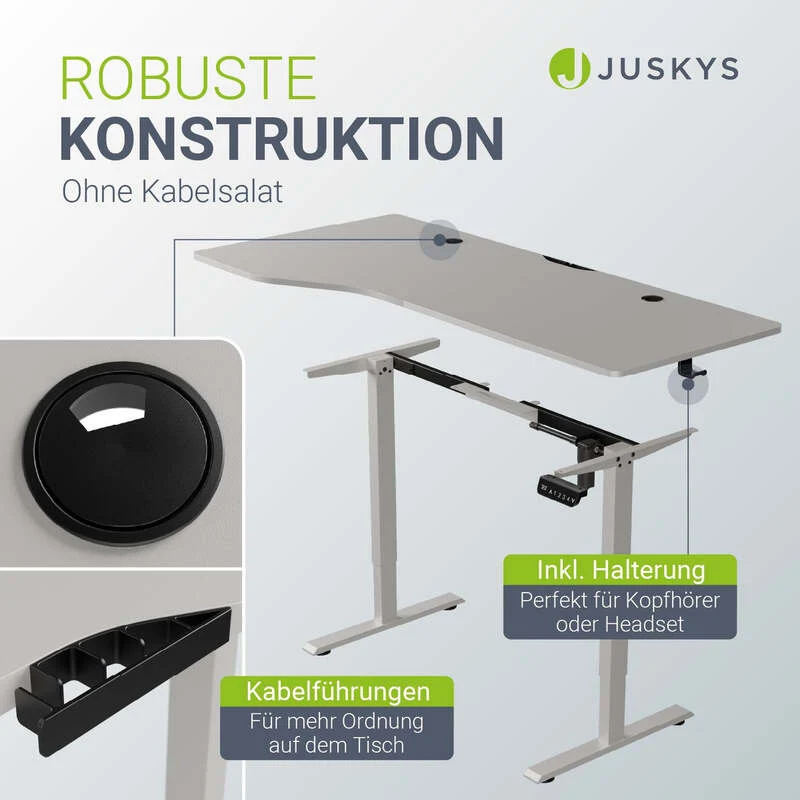 B-Ware Schreibtisch höhenverstellbar Office Stand elektrisch Kabelführung 160x75cm weiß