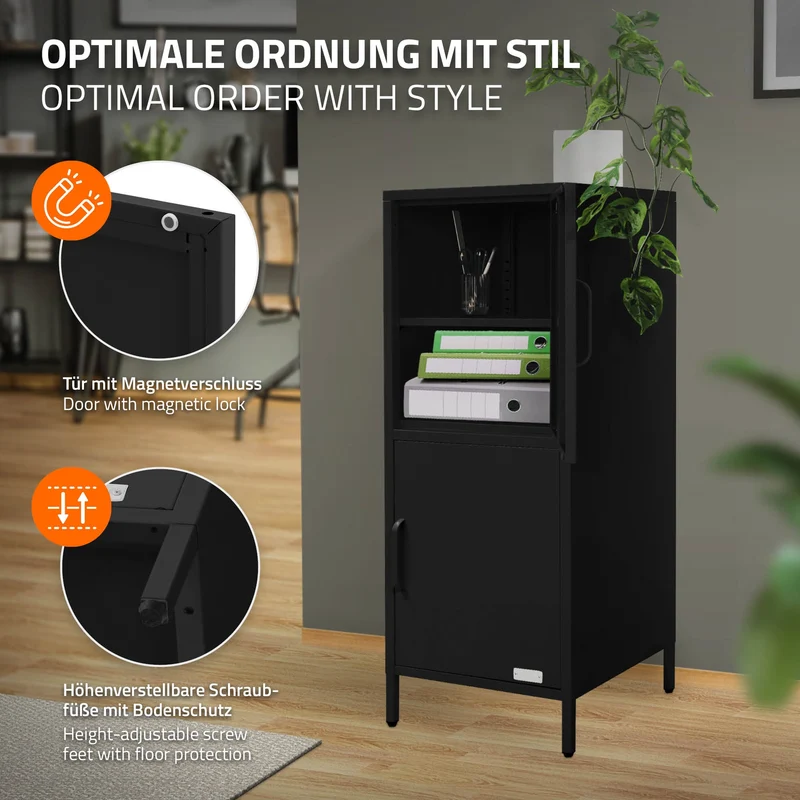 ML-Design | Vitrinenschrank mit 2 Türen 40x101,5x40 cm, aus Stahl, Vitrine Büroschrank