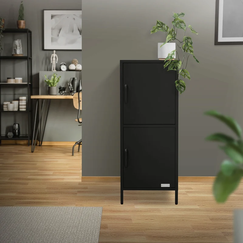 ML-Design | Vitrinenschrank mit 2 Türen 40x101,5x40 cm, aus Stahl, Vitrine Büroschrank