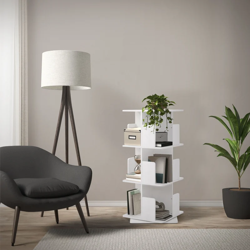ML-Design | Bücherregal 360° drehbare mit Ebenen & Fächern, freistehend Standregal