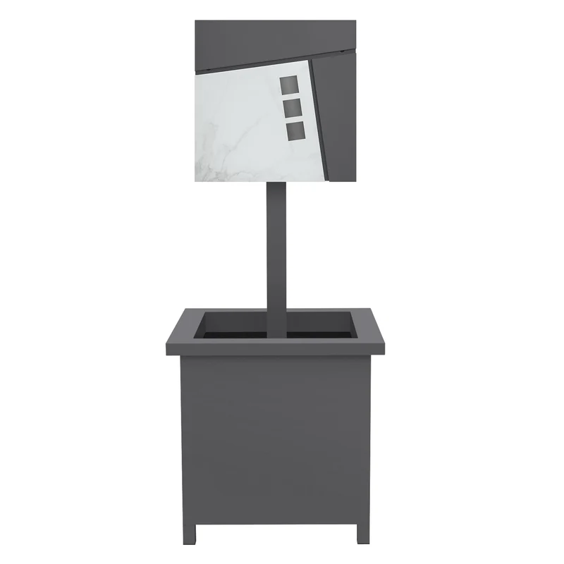 Briefkasten mit Zeitungsfach, Ständer und Pflanzkasten, 120cm Hoch, 37x36,5x11 cm Anthrazit/Weiß-Marmoroptik aus Stahl ML-Design
