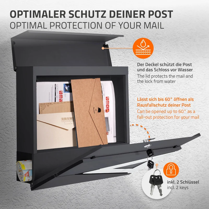 ML-DESIGN | Standbriefkasten freistehend in verschiedenen Designs 120 cm hoch Edelstahl Standfuß in Silber