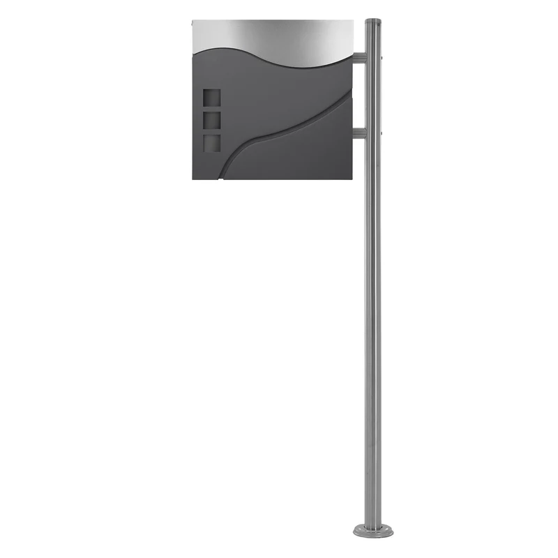 ML-DESIGN | Standbriefkasten freistehend in verschiedenen Designs 120 cm hoch Edelstahl Standfuß in Silber