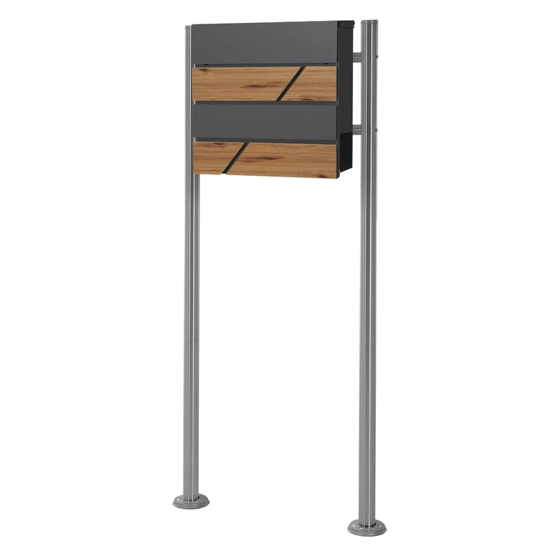 ML-DESIGN | Standbriefkasten freistehend in verschiedenen Designs 120 cm hoch Edelstahl Doppelter Standfuß in Silber