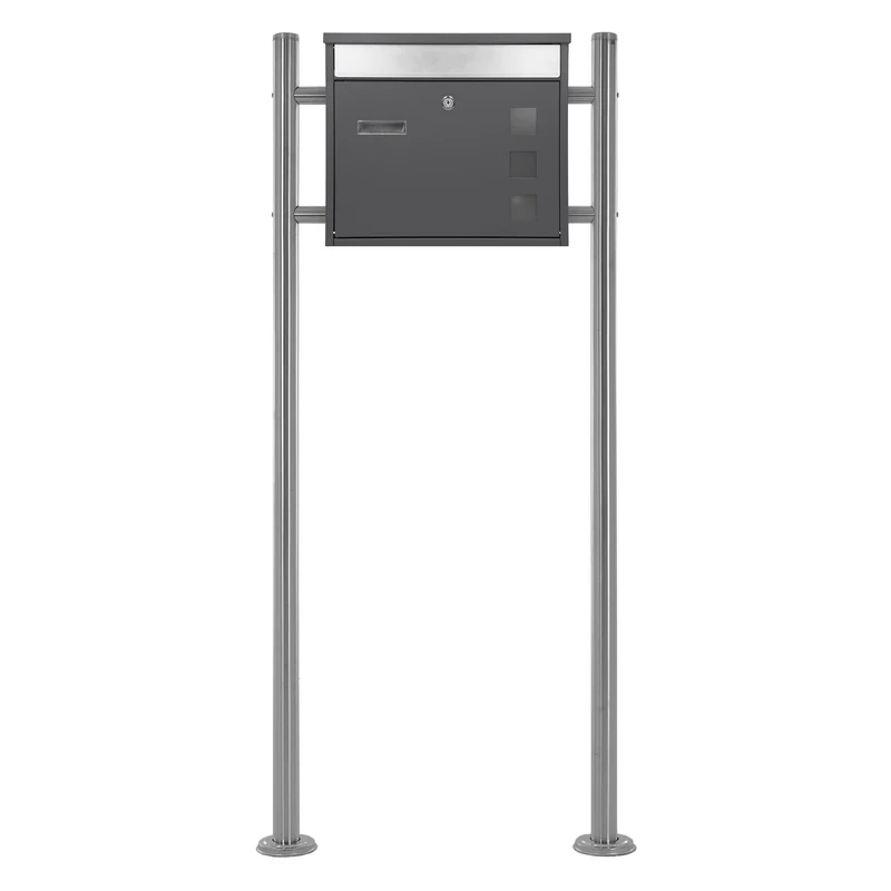 ML-DESIGN | Standbriefkasten freistehend in verschiedenen Designs 120 cm hoch Edelstahl Doppelter Standfuß in Silber