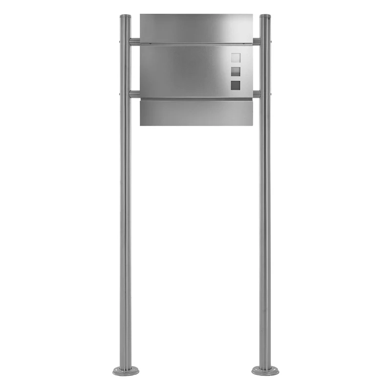 ML-DESIGN | Standbriefkasten freistehend in verschiedenen Designs 120 cm hoch Edelstahl Doppelter Standfuß in Silber