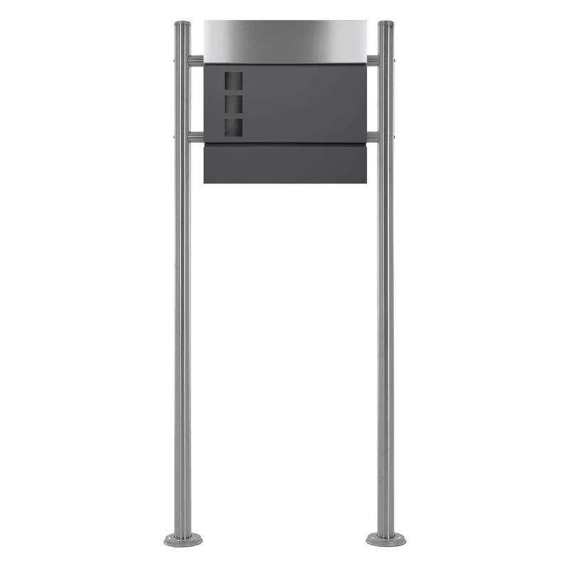 ML-DESIGN | Standbriefkasten freistehend in verschiedenen Designs 120 cm hoch Edelstahl Doppelter Standfuß in Silber