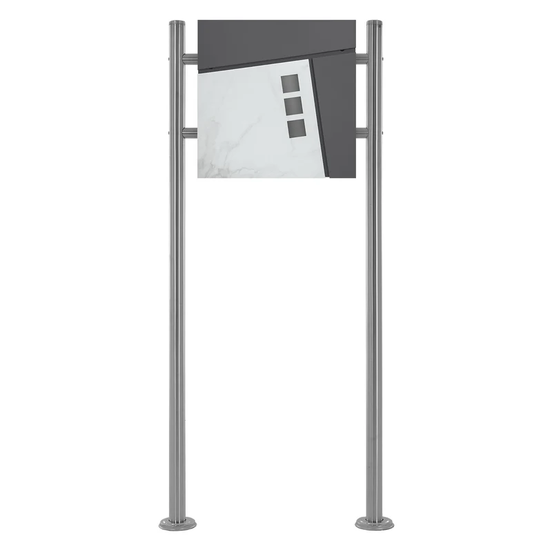 ML-DESIGN | Standbriefkasten freistehend in verschiedenen Designs 120 cm hoch Edelstahl Doppelter Standfuß in Silber