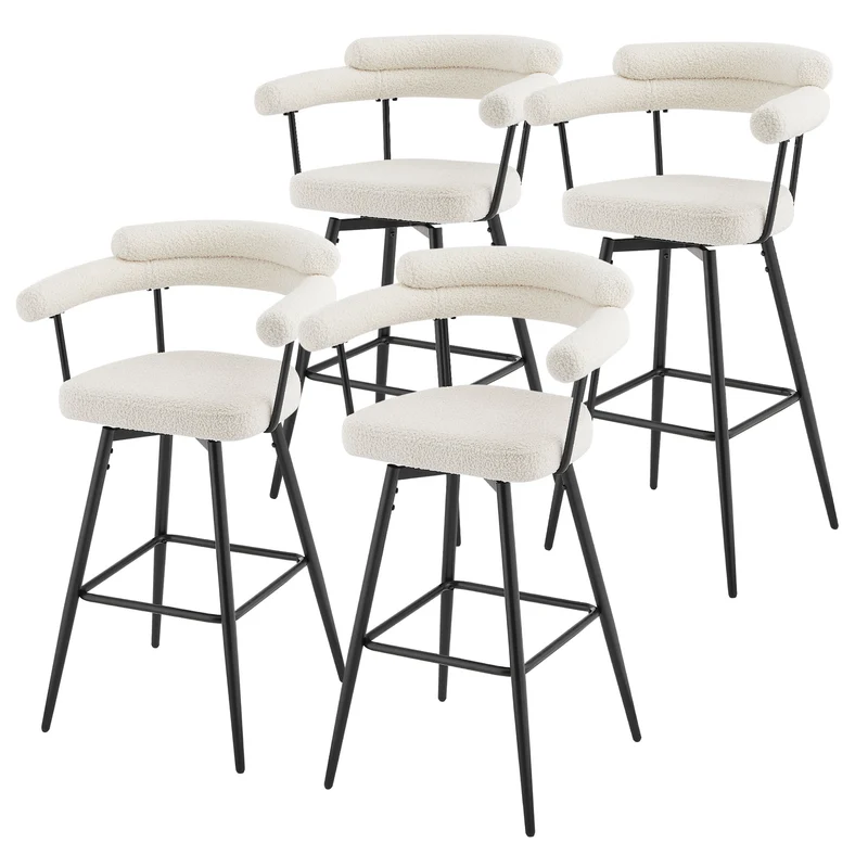 ML-Design | Barhocker Set 360° drehbar mit Armlehne, Rückenlehne und Fußstütze 61x103x55 cm bis 120 kg