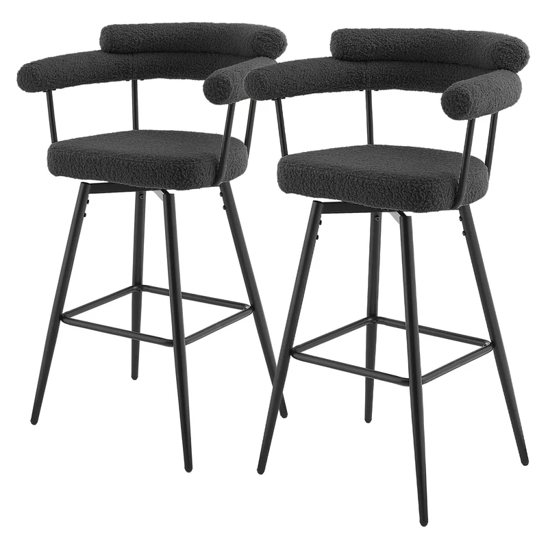 ML-Design | Barhocker Set 360° drehbar mit Armlehne, Rückenlehne und Fußstütze 61x103x55 cm bis 120 kg