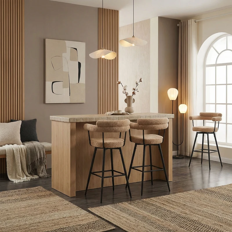 ML-Design | Barhocker Set 360° drehbar mit Armlehne, Rückenlehne und Fußstütze 61x103x55 cm bis 120 kg
