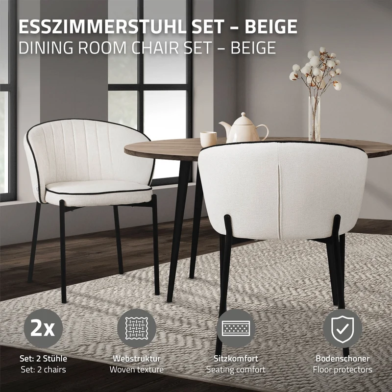 ML-Design | Esszimmerstühle Set in verschiedenen Farben mit Rücken- & Armlehne und Metallbeinen, 60x75x59 cm