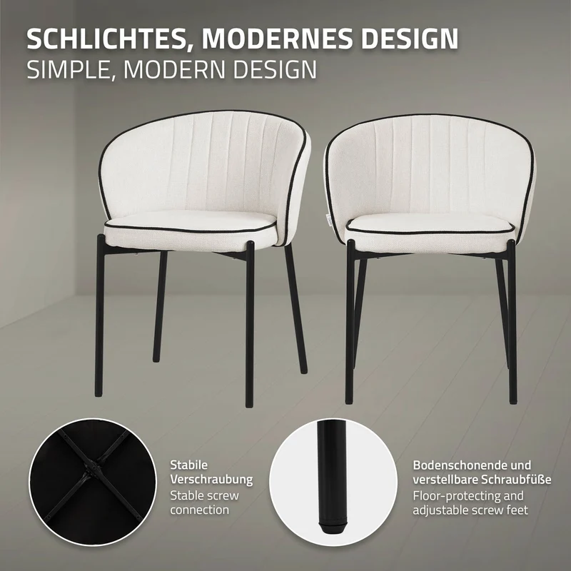 ML-Design | Esszimmerstühle Set in verschiedenen Farben mit Rücken- & Armlehne und Metallbeinen, 60x75x59 cm