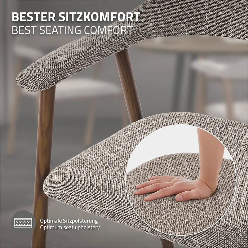 ML-Design | Esszimmerstühle Set mit Armlehne, Rückenlehne & Webstruktur, Wohnzimmerstühle Küchenstühle Polsterstühle