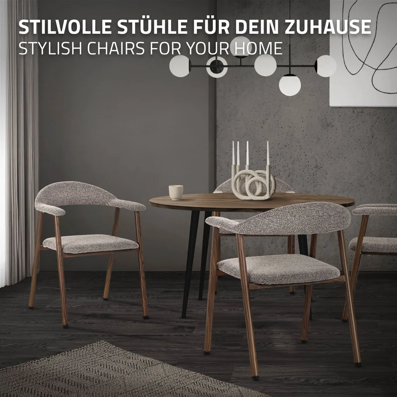 ML-Design | Esszimmerstühle Set mit Armlehne, Rückenlehne & Webstruktur, Wohnzimmerstühle Küchenstühle Polsterstühle