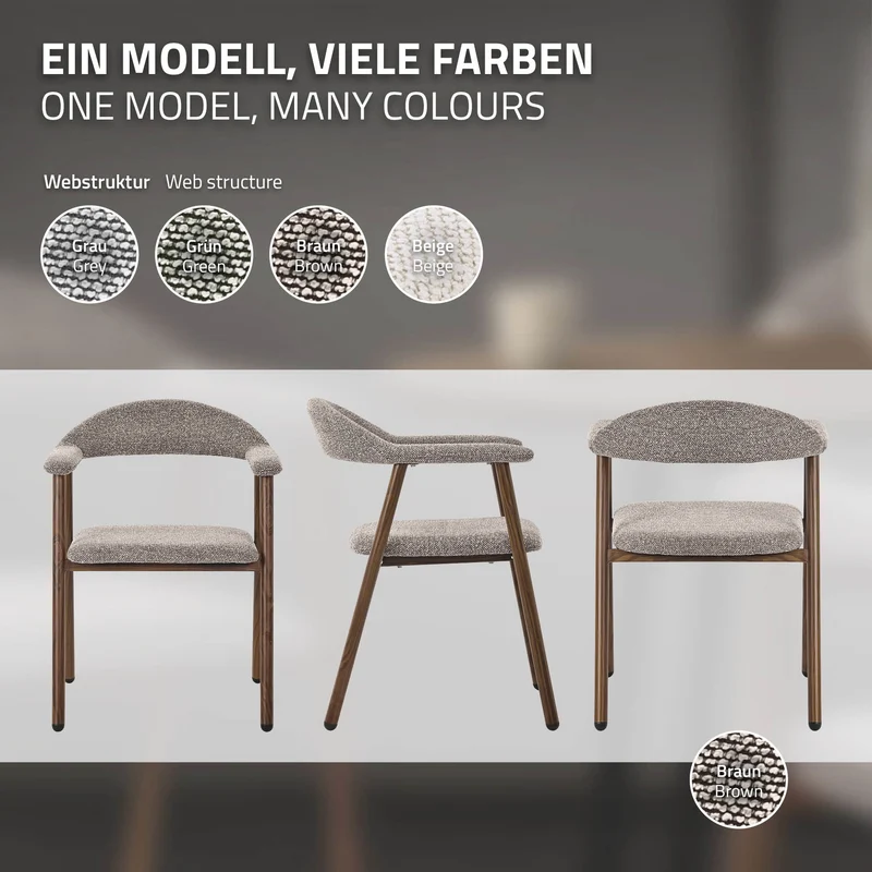 ML-Design | Esszimmerstühle Set mit Armlehne, Rückenlehne & Webstruktur, Wohnzimmerstühle Küchenstühle Polsterstühle