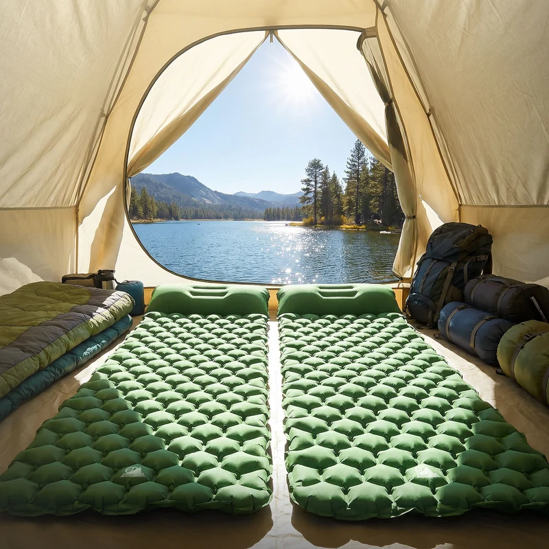 ECD Germany | Isomatte Camping, Campingmatte aufblasbar, Luftmatratze Outdoor mit integriertem Kopfkissen, Ultraleicht, Kompakt & Faltbar