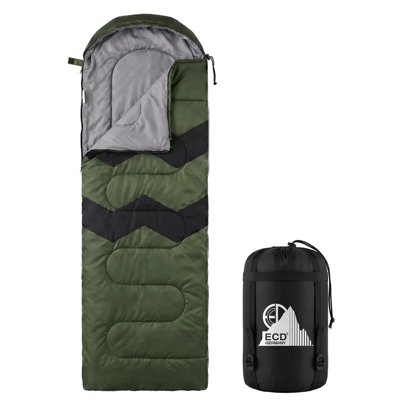 ECD Germany | Schlafsack Outdoor für Camping, 210 cm, 3 Jahreszeiten für Erwachsene, 2in1 Deckenschlafsäcke Wasserabweisend, Warm, Kompakt & Leicht
