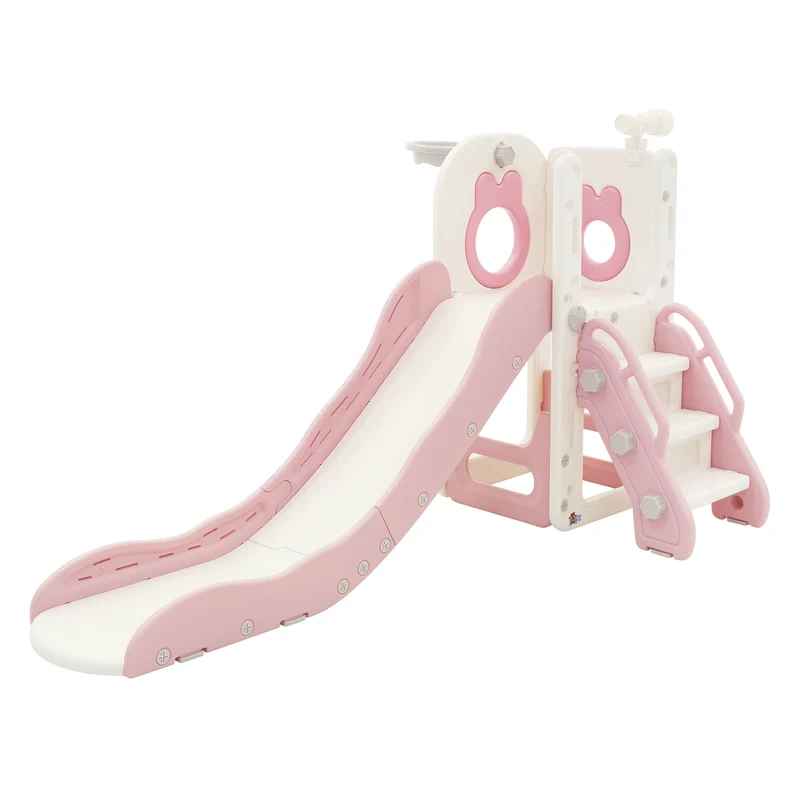 Joyz | Kinder Spielturm 3in1 mit Rutsche, Basketballkorb und Kletterwand Indoor/Outdoor ab 3 Jahren